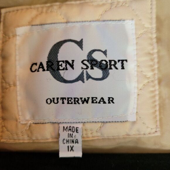 Vintage 80's Caren Sport Quilted Jacket Plus Size 1X Cream Patchwork Quilt Zip - Picture 6 of 13